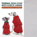 Kuoser Dog Coat, Super-Warm Dog Jacket Windproof Pet Cold Weather Coats for Extra Large Dogs, Fleece Lining Quilted Turtleneck Puppy Snowsuit Reflective Adjustable Doggie Winter Clothes, Red, 3XL