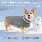 KAMA BRIDAL Dog Winter Coat Warm Padded Puppy Jacket Windproof Water Resistant Clothes for Small Medium Large Pets Christmas Sweater Outfit Vest(Grey, 3XL)