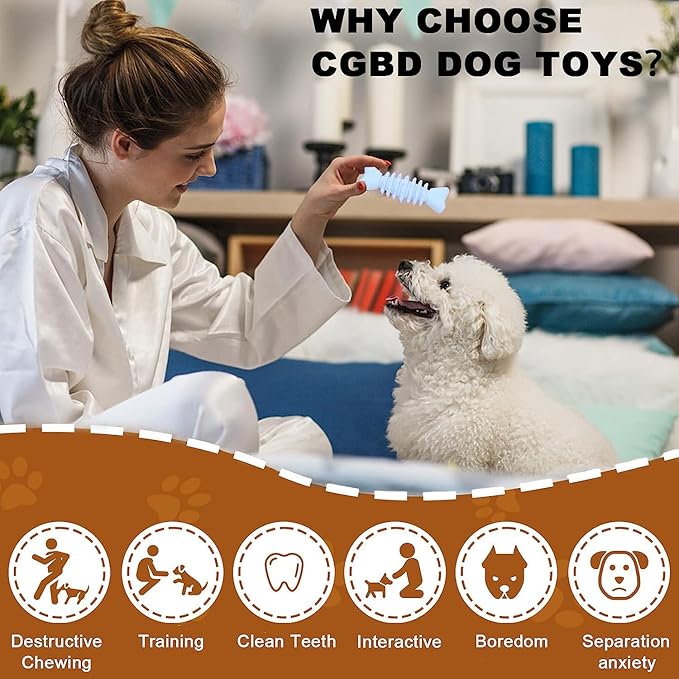 Puppy Toys, 6 Pack Dog Chew Toys for Puppy, Cute Blue Small Dog Toys, Teething Toys for Puppies, Soft Durable Interactive Chew Toy for Small Dogs