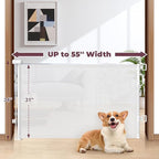 Retractable Baby Gates 2 Pack, 55" Wide Mesh Dog Gate Indoor, 34" Tall Gate for Stairs Doorways Hallways Deck, Child Pet Safety Gate for Indoor Outdoor Home Use, White