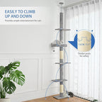 Cat Craft Floor to Ceiling Cat Tree,5 Tiers Tall Cat Tower with Adjustable Height(98-110),Skinny Ceiling Cat Tree with Cozy Hammock,Sisal Scratching Posts,Platforms,and Hanging Balls for Large Cats