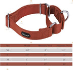 Mikivery Martingale Dog Collar Nylon Adjustable and Safety Training Colourful Comfortable Metal Buckle Pet Collars for Small Medium and Large Dogs(Brick Red,M)