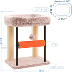 Hey-brother Cat Tree Tower with Rolling Scratching Post, Spacious Plush Platforms, Fully Sisal-Wrapped Column and Plush Toy Ball, Sturdy Bed for Indoor Kittens, 18.9 inches, Muchroom MPJ010SMU
