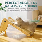 32" Sisal L Shaped Cat Scratch Pad with Ball Toy, Wooden Cat Scratching Post for Indoor Cats, 180° Angles Cat Scratcher for Indoor Cats, Durable Modern Cat Scratching Boards