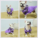Plaid Dog Hoodie and Sweatshirt, Soft Fleece Pullover with Hat and Leash Hole, Puppy and Bulldog Sizes S M L