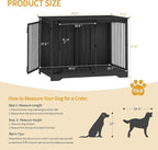 43.3" Dog Crate Furniture with Barn Door, Heavy Duty Dog Kennel Indoor with 2 Doors, Wooden Pet Cage End Table for Large Small Medium Dogs, Anti-Chew Anti-Escape, Black DFC92304B