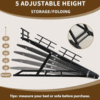 Dog Ramp for Bed - 65" Length, Supports up to 32" Height,Includes Non-Slip Replaceable Carpet, Safety Rails & Landing Platform,Adjustable & Foldable Pet Ramp for Large/Senior Dogs to Get on Bed-Black