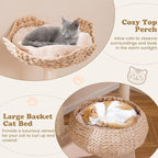 Tangkula Modern Cat Tree, 58 Inch Cat Tower with Sisal Scratching Posts, Condo, Cattail Plush Perch, Basket Cat Bed, Dangling Ball, Removable & Washable Cushions, Aesthetic Cat Tree for Indoor Cats