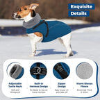 Queenmore Large Dog Jackets,Dog Coats for Extra Large Dogs with Harness Built in,Reflective Waterproof Dogs Jackets with Fleece Lining,Warm Snowsuit Pet Coats for German Shepherd,Blue,XXXL