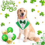 St.Patrick's Day Dog Tuxedo Bandanas Costume Pet Green Irish Outfits Adjustable Saint Patrick's Day Dog Scarf Bow Tie Collar for Large Dogs Cats Cosplay Party Dress Doggie Bibs (Green, Large)
