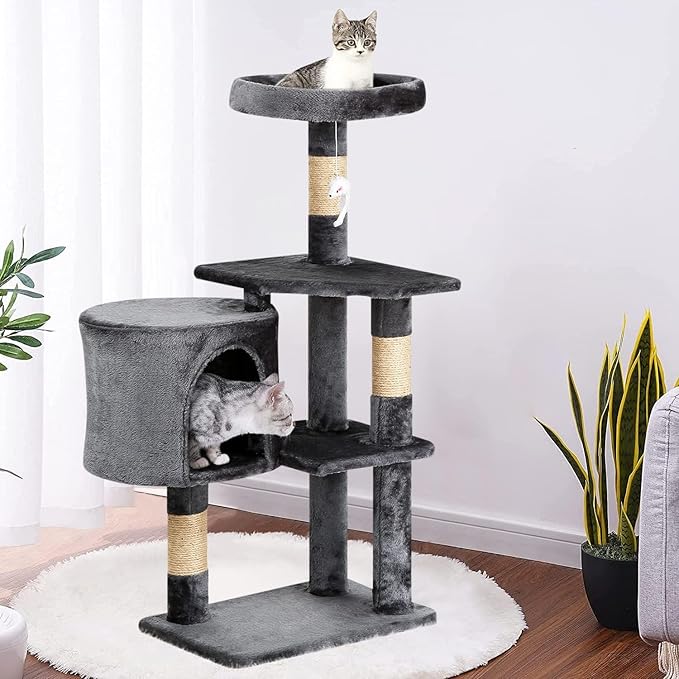 Heavy Duty Cat Tree,36 Inch Tall Cat Tower,Cozy Condos,Scratching Posts,Sisal Rope,Multi-Level Perches Platforms for Indoor Cats/Kittens,Sturdy Pet Climbing Furniture,Light Gray