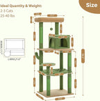 PETEPELA Floor to Ceiling Cat Tree [87"-100"] Height Adjustable, 5 Levels Cactus Cat Tower+56.3'' Tall Cat Tree for Indoor Cats, Cactus Cat Tower