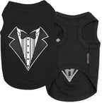 Parisian Pet Dog Shirt – 100% Cotton Shirts for Small Dogs – Sleeveless Tuxedo Puppy Clothes – Lightweight and Breathable Pet Apparel – Black Dog Clothes - Stretchy T Shirts for Dogs