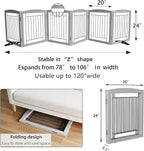 Dog Fence Indoor,Dog Gate Indoor for Doorway pet gate -6-Panel Freestanding, Hallways, House or Stairs -120x24-Inch Retractable Foldable Expandable Wood Pet by SFJC (Grey) ﻿