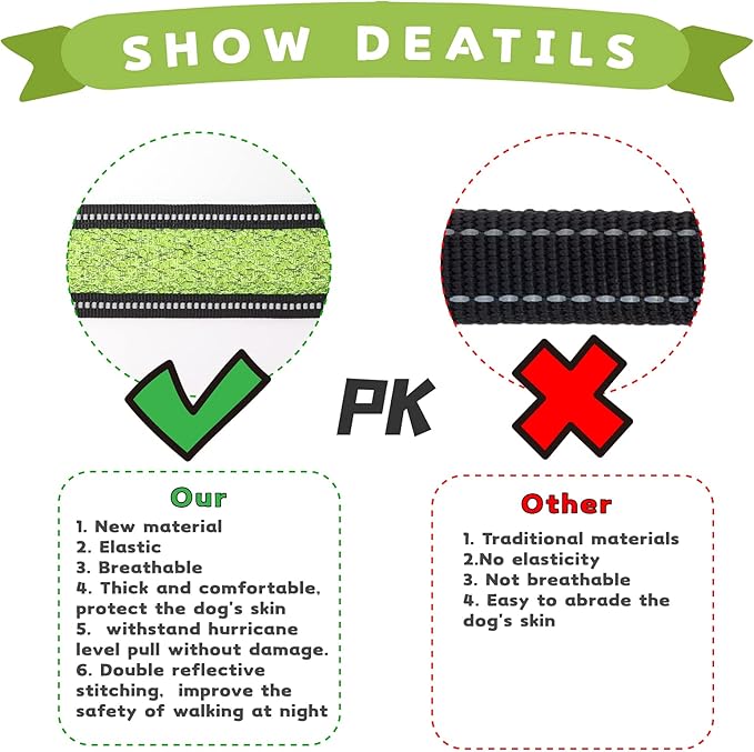 No Pull Dog Harness with Reflective Adjustable,Stops Pets from Pulling and Choking On Walks for Medium/Large Dogs (Green, XL)