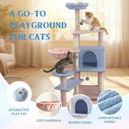 Flower cat Tree with Large condo Removable Flower Cushion and Hammock Blue