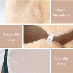 Cat Cave Bed – Plush, Warm & Calming Hideaway with Detachable Lid & Mat, Covered House for Indoor Kitten & Kitty (Snow)