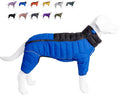 Warm Dog Jacket, 4 Legs Covered Waterproof Windproof Reflective Vest, Zippered Adjustable Outdoor Snow Jacket for Small to Large Dogs, Blue