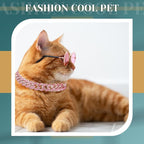 Xuniea 2 Pieces Cat Dog Chain Collar and Sunglasses Set Rhinestone Necklace with Secure Buckle Round Glasses for Doll Cat Dog Pet Accessories(12 Inch,Rose Gold, Pink)
