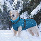 Lelepet Dog Coat with Harness Built in, Waterproof Dog Jacket for Large Dogs Reflective Windproof Winter Jacket with Zip Warm Cold Weather Coats for Dogs,Cozy Pet Snowsuit, Great Dane, Blue, XXXL
