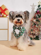 Adjustable Green Santa Christmas Dog Tuxedo Bandana with Bow Tie - Holiday Pet Outfit Costume for Dogs XS to XL