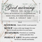 Good Morning This is God Inspirational Quote Wooden Decor Sign, Bible Verses Decor Signs, Hanging Printed Wooden Plaque Decor, Rustic Home Decor Sign, Hanging Christian Gift 12x 6inch