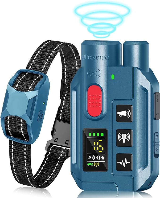 Dog Shock Collar with Remote Control,2000FT Range Dog Training Collar with 4 Training Modes,IP67 Waterproof Dog Bark Collar for Small Medium and Large Dogs(8-150lbs) (Blue)