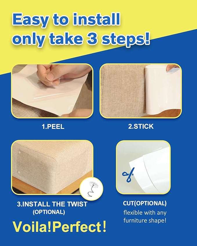 10 PCS Cat Scratch Furniture Protector- Specially Designed for Leather Furniture, Couch Protector Cat Scratching Deterrent Strong Adhesion, No Residue