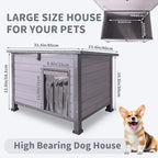 Dog House Outdoor Weatherproof, Sturdy Large Breed Doghouse Anti-Chewing Iron Frames Wood Houses, Dog Shelter for Indoor Puppies, Cats