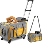 Pawinner Pet Carrier with Wheels, 17.7" x 13" x 13" Airline Approved Cat Carrier for Pets up to 20lbs, Newly Designed Rolling Travel Bag with Telescopic Handle, for Small Dogs and All-Breed Cats