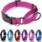Martingale Collar for Dogs, Reflective Heavy Duty with Quick Release Nylon Buckle, No Pull Training Choker for Walking, Training, Hot Pink, L