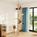 Cypherx Floor to Ceiling Cat Tree, 6 Tier Tall Cat Tower Adjustable Height (81-109 in), Modern Cat Tree Tower for Indoor Cats with Scratching Post, ransparent Capsule and Cozy Hammock, Wood