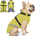 QBLEEV Dog Coat for Small Dogs, Waterproof Dog Jacket with Built-in Harness, Puppy Cold Weather Coats Reflective Vest, Windproof Warm Fleece Snowsuit Winter Coat for Chihuahua, Yorkie, Green, XS
