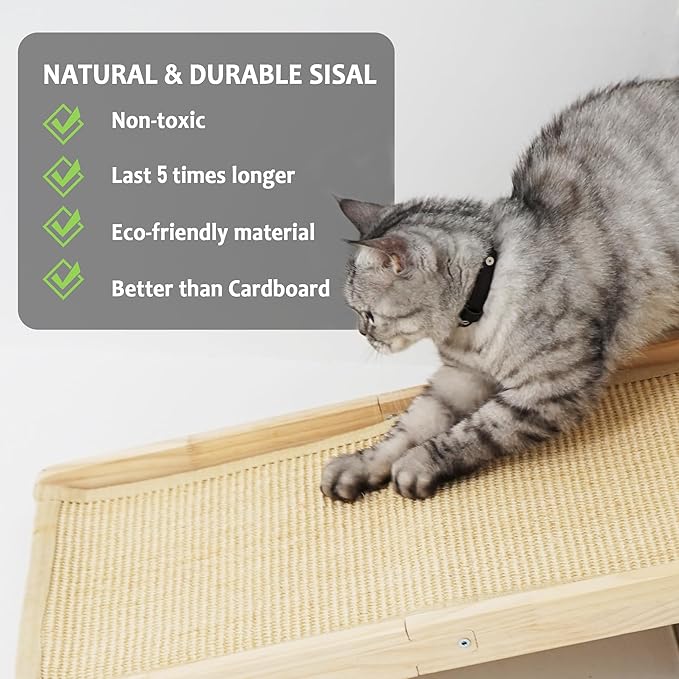 Cat Scratcher, Sisal Cat Scratching Ramp, Valentine's Day Gifts L Shape Cat Scratcher for Indoor Cats, Durable Natural Sisal Cat Scratch Furniture Protector