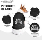 Parisian Pet Dog Shirt – 100% Cotton Shirts for Large Dogs – Black Sleeveless Bad to Da Bone Puppy Clothes – Lightweight and Breathable Dog Apparel – Funny Dogs Clothes - Stretchy Pet T Shirts