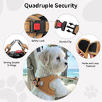 Joytale Small Dog Harness, Breathable Mesh Step-in Vest, Reflective Soft Padded Harnesses for Small and Medium Dogs, Brown, L