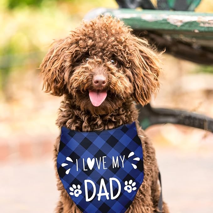 I Love My Dad Dog Bandana Gift for Dog Lover - Triangle Pet Scarf Decorations Accessories