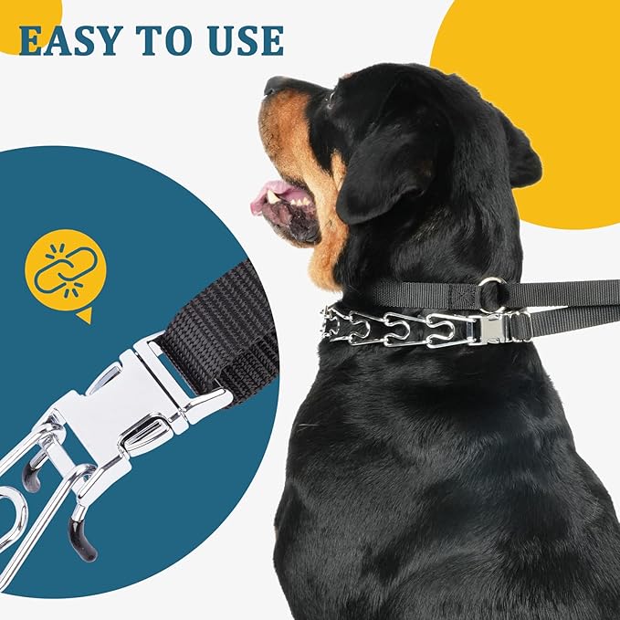 Mayerzon Martingale Prong Collar for Large Medium Dogs Beagle Husky Doberman, Adjustable Dog Pinch Collar No Pull for Walking Training, with Extra Links and Rubber Caps