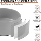 Ceramic Dog Bowls, Non Slip Dog Food and Water Bowl with Silicone Base, Heavy Duty Feeding Bowl for Small and Medium Dogs (Grey, 6 Inches)