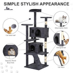 62" Multi-Level Cat Tree Tower with Scratching Posts, Toys & Condo,Compact Floor Footprint & Vertical Space for Multi-Cat HomesSpace-Saving Design for Indoor Kittens-Dark Grey