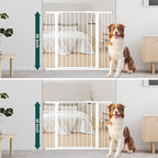 keny 36" Extra Tall Baby Gate for Doorways, Fits Openings 29.7" to 46" Wide, Auto Close Pressured Mounted Dog Gate for Stairs, No Drilling Easy Install Pet Gate, White