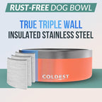 Coldest Dog Bowl - Anti Rust Metal, Non Slip, 3 Layers Insulated Stainless Steel Dog Bowls - Spill Proof & Heavy Duty - Water Bowl for Dogs, Cats & Pets, Dish Washer Safe (64 oz,Candy Red Glitter)