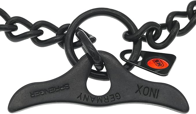 Herm Sprenger Dog Training Collar – Black Stainless Steel Chain with Toggle, Round Links, for Small Medium Large Dogs, 18 Inch Length, Fits Necks Up to 16 Inch, Made in Germany