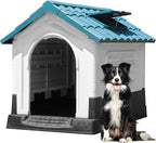 YITAHOME Dog House Outdoor Plastic Doghouse Water Resistant Pet House with Adjustable Skylight and Elevated Base for Small, Medium, and Large Dogs