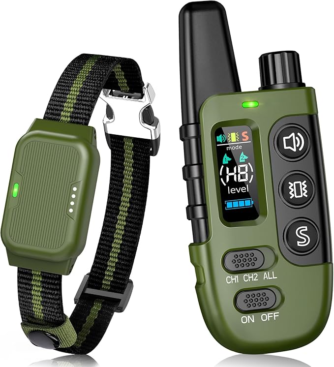 Shock Collar for Dogs, Waterproof Dog Training Collar with Remote Control, 3 Modes: Beep, Vibration, Safe Static, Rechargeable,1600Ft Range, Suitable for Medium Large Dogs