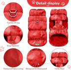 Winter Warm Dog Jacket for Small Medium Dogs Cat Cold Weather Coats with Harness Paded Dogs Fleece Vest Waterproof Windproof Dog Snow Jacket Pet Puppy Clothes (Red,XXL)