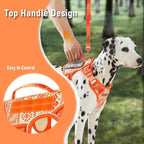 Small Dog No Pull Dog Harness, Pet Harness with Reflective Strip Soft Padded Handle, Adjustable Vest Harness for Walking Hiking Training, Geometric Pattern, Beagle, Orange Ethnic, S