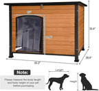 43.3’’ Large Dog House Outdoor Weatherproof Dog Kennel with Upgraded Thickened Metal Frame, Dog Shelter with PVC Curtain, Openable Roof and Removable Floor, Easy to Clean (Brown)