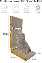 Cat Scratching Board,L Shape Cat Scratch Pad Wall Mounted, Cat Scratching Cardboard with Ball Toy for Indoor, Cardboard Cat Scratcher with Double-Sided Usability
