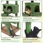 Yaheetech Cactus Cat Tree, 54.5in Tower w/Ramp, Animal-Ear Shaped Perch, Scratching Posts, Platform & Hanging Ball, Multi-Level Condo for Indoor Kittens, Green/Brown